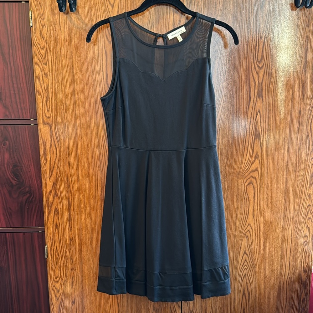 Monteau Los Angeles Black Dress with Mesh Trim Size M
